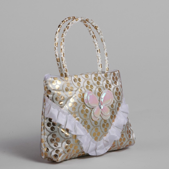 Сумка детская на молнии "Бабочка", 1 отдел, цвет белый