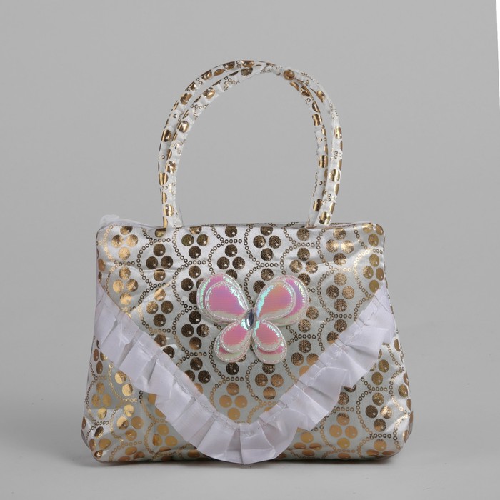 Сумка детская на молнии "Бабочка", 1 отдел, цвет белый