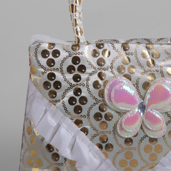 Сумка детская на молнии "Бабочка", 1 отдел, цвет белый