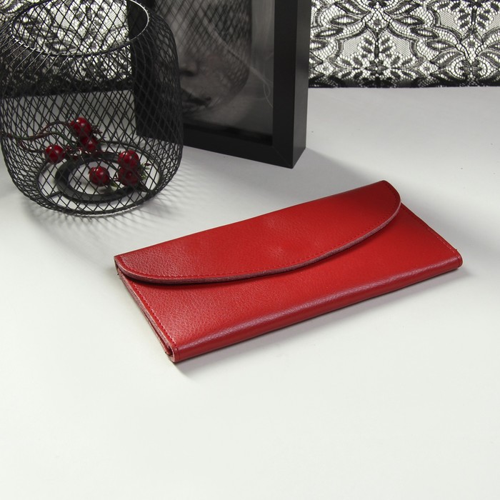 Кошелёк женский, 2 отдела, для карт, на клапане, цвет красный