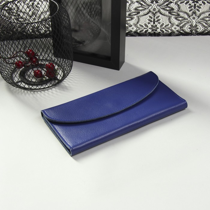 Кошелёк женский, 2 отдела, для карт, на клапане, цвет синий