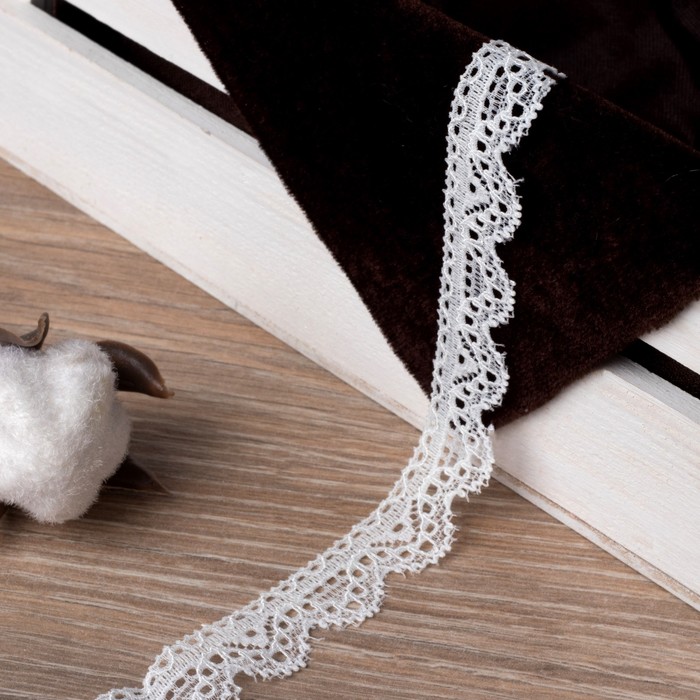 Кружево эластичное, ширина 15мм, 10±1м, цвет белый