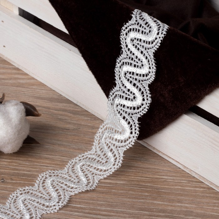 Кружево эластичное, ширина 30мм, 10±1м, цвет белый