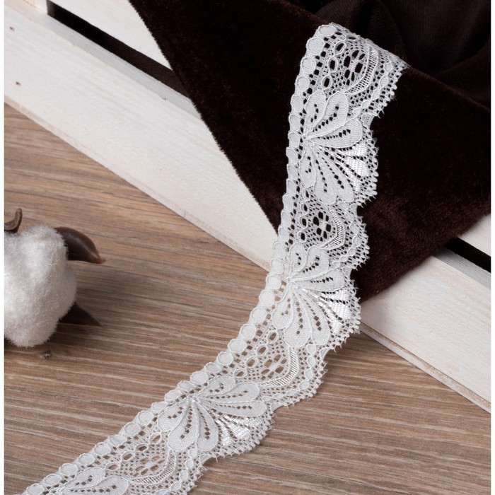 Кружево эластичное, ширина 30мм, 10±1м, цвет белый