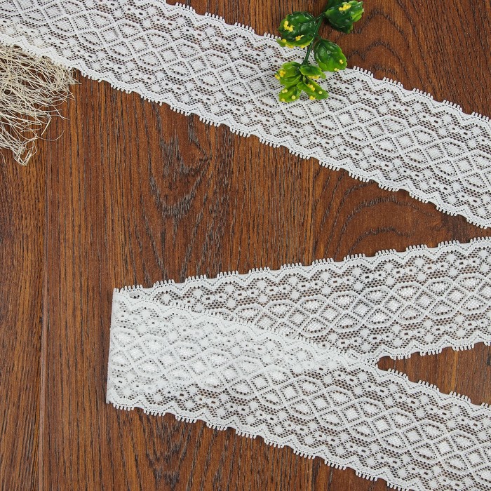 Кружево эластичное, ширина 55мм, 10±1м, цвет белый