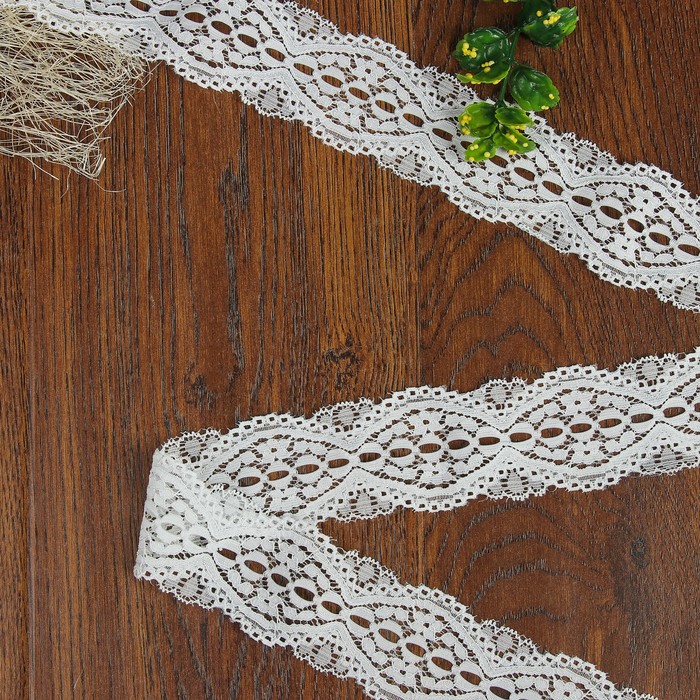 Кружево эластичное, ширина 45мм, 10±1м, цвет белый