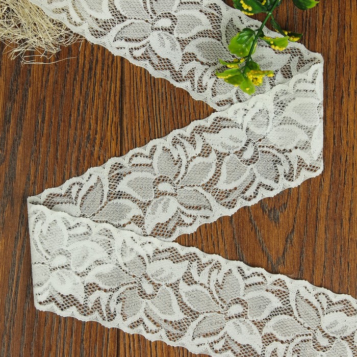 Кружево эластичное, ширина 80мм, 10±1м, цвет белый