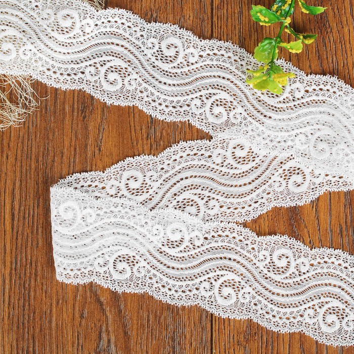 Кружево эластичное, ширина 65мм, 10±1м, цвет белый