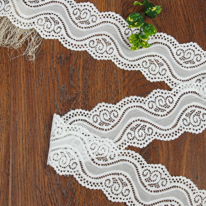 Кружево эластичное, ширина 70мм, 10±1м, цвет белый