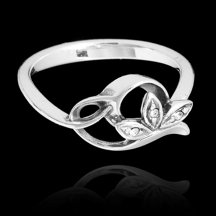 Кольцо "Муслин", размер 18, цвет белый в чернёном серебре