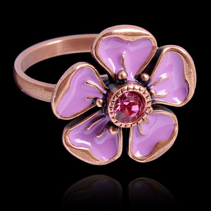 Кольцо "Грейси", размер 17, цвет розовый в меди