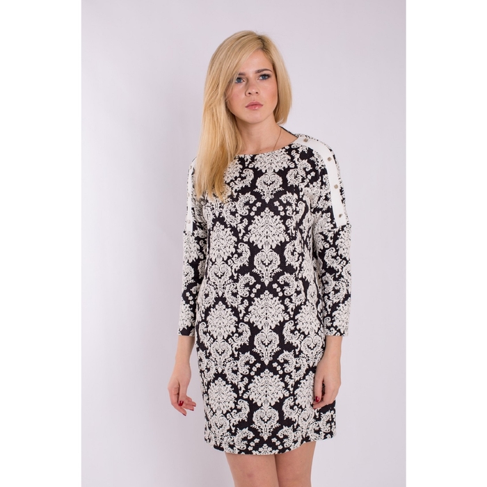 Платье женское 1-119 чёрно-белый, рост 164, р-р 46