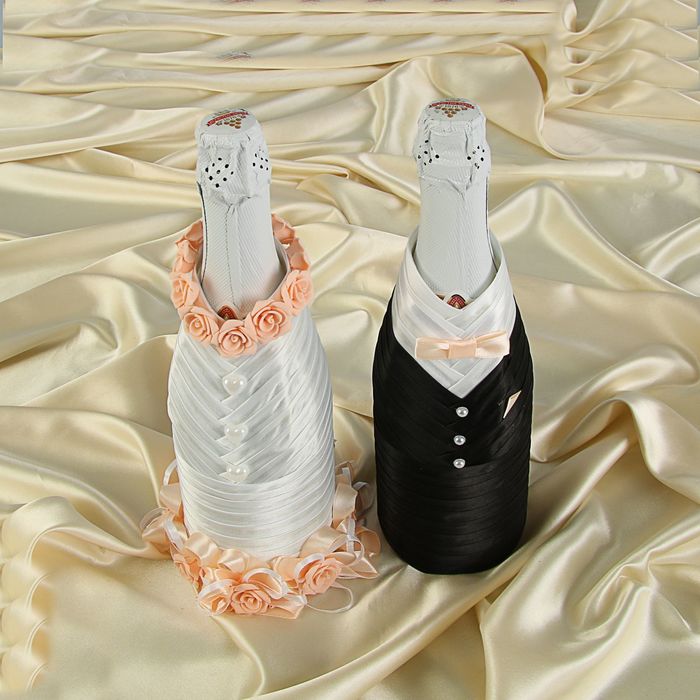 Украшение на шампанское "Элит-тубы" цвет персик