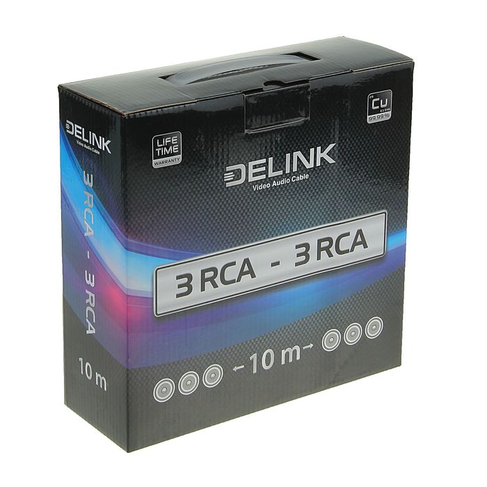 Кабель Delink 3xRCA-3xRCA "Grey", пластик, 10.0 м