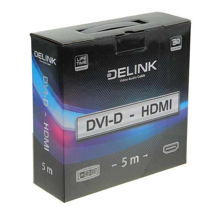 Кабель Delink DVI-HDMI "HD", пластик, 5.0 м
