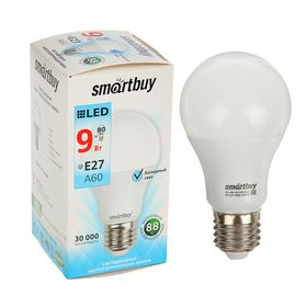 Лампа cветодиодная Smartbuy, A60, E27, 9 Вт, 4000 К, дневной белый свет