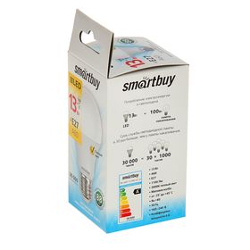 

Лампа cветодиодная Smartbuy, A60, E27, 13 Вт, 3000 К, теплый белый свет