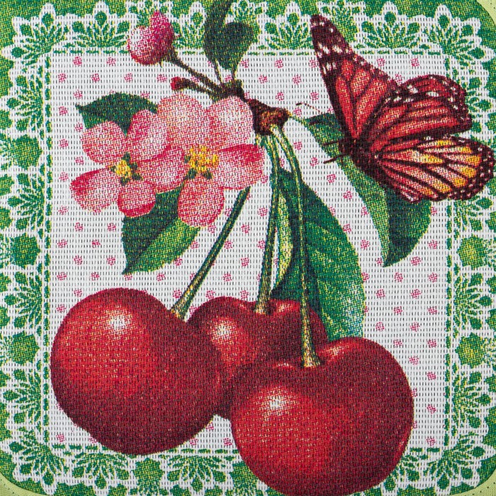 Прихватка "Доляна" Вишня, размер 17х17 см, 100% хлопок, рогожка 162 г/м2