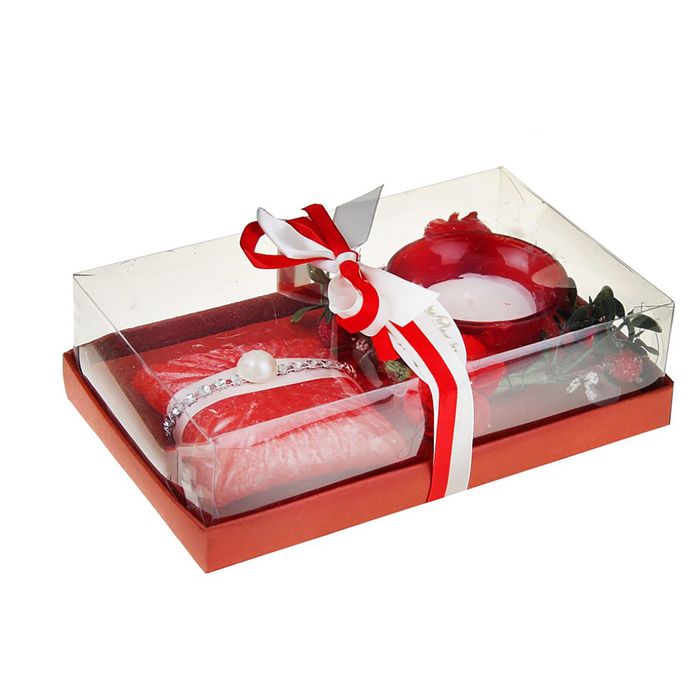 Свечи восковые (набор 2 шт + декор) "Очарование", цвет красный