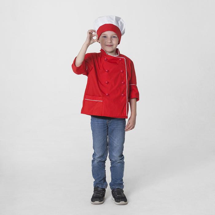 Детский карнавальный костюм «Шеф-повар», колпак, куртка, 4-6 лет, рост 110-122 см детский карнавальный костюм шеф повар колпак куртка 4 6 лет рост 110 122 см