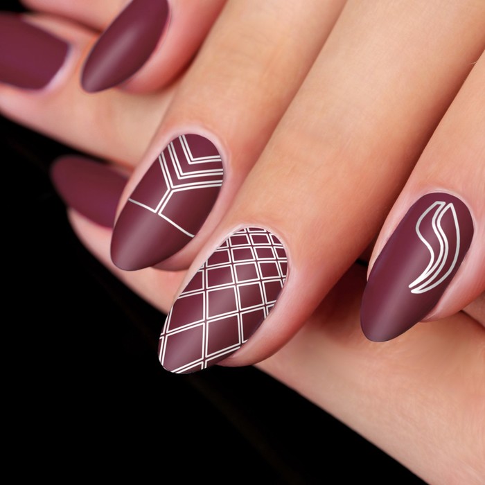 Декоративная наклейка-скотч для ногтей "Узор" цвет серебристый