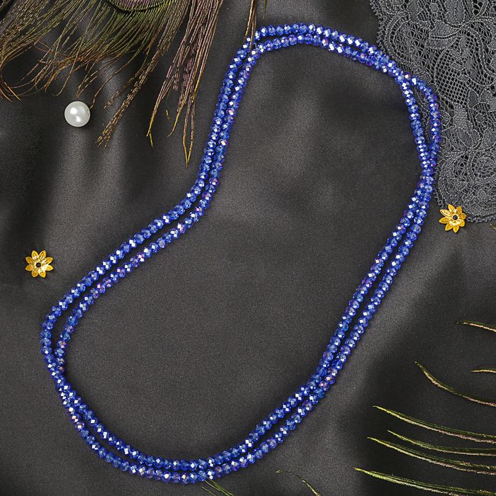 Бусы "Хрусталь" на резинке, цвет синий, 100см