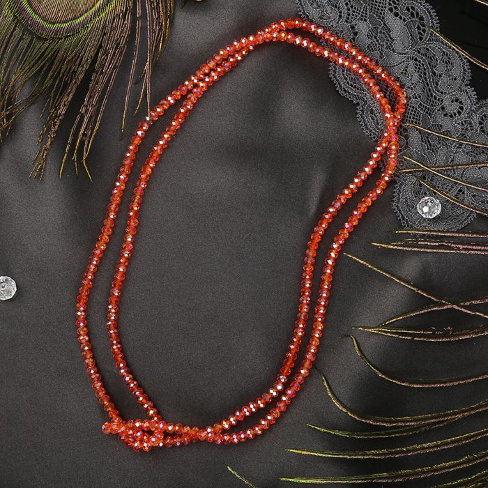 Бусы "Хрусталь" на резинке, цвет малиновый, 100см