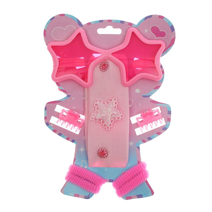 Набор для девочки "Звезда", 8 предметов: очки, повязка, 2 зажима, 4 резинки