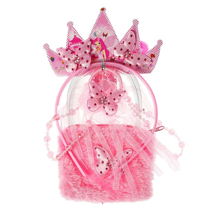 Набор для девочки "Бабочка", 6 предметов: бусы, сумка, ободок, 3 резинки