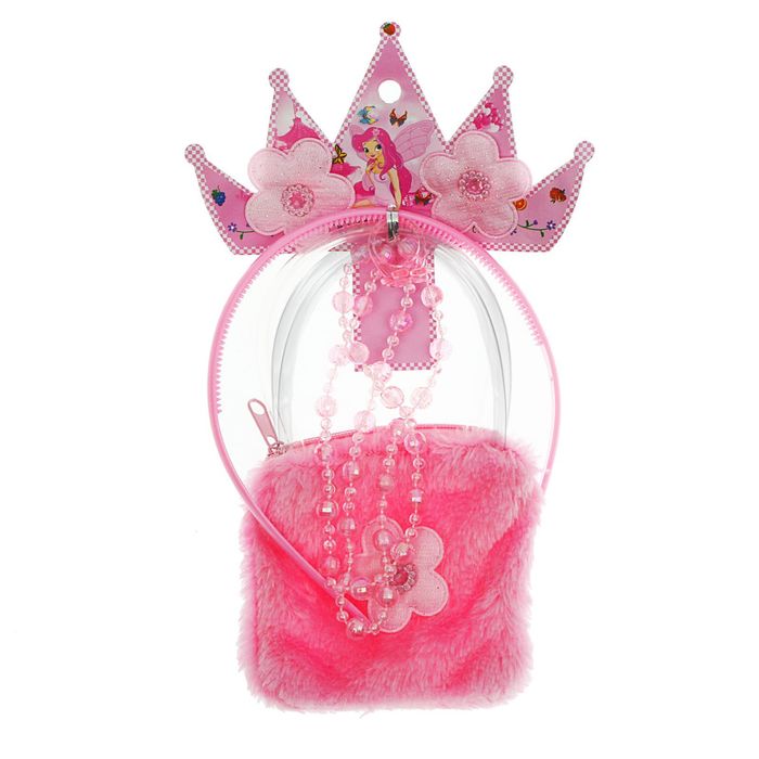 Набор для девочки "Цветочки", 6 предметов: сумка, ободок, 2 резинки, бусы, кольцо