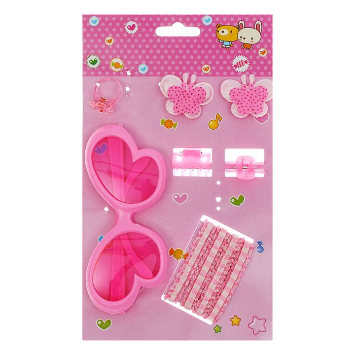 Набор для девочки "Бабочка", 10 предметов: кольцо, очки, 2 краба, 6 резинок