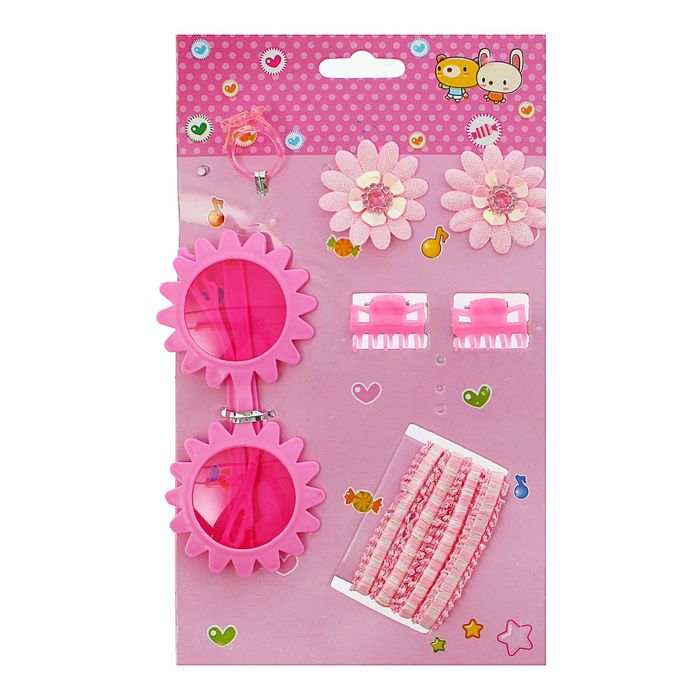Набор для девочки "Красотка", 10 предметов: кольцо, очки, 2 краба, 6 резинок