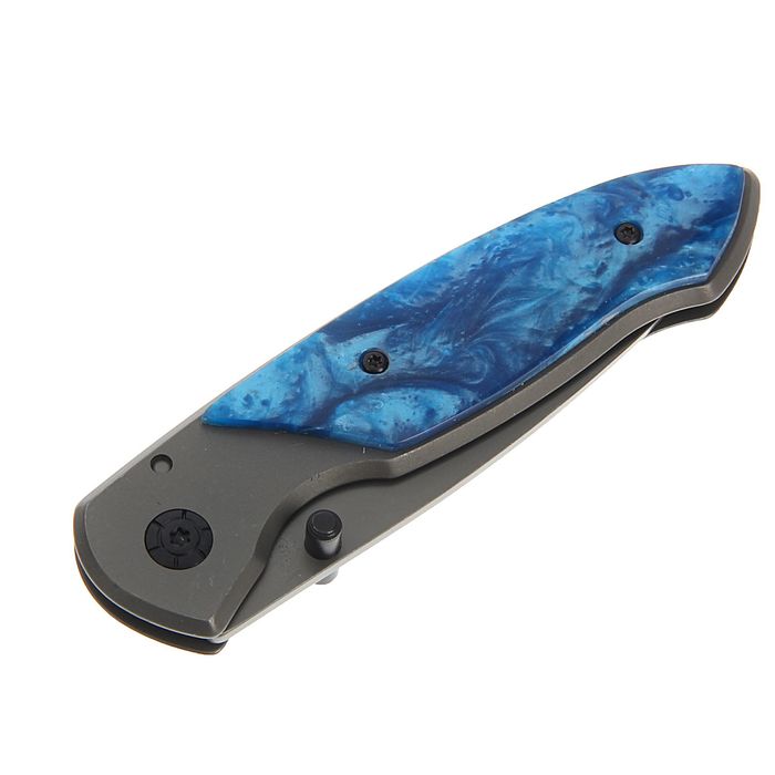 Нож перочинный лезвие drop-point 8см, рукоять камень, крепление на ремень19,5см