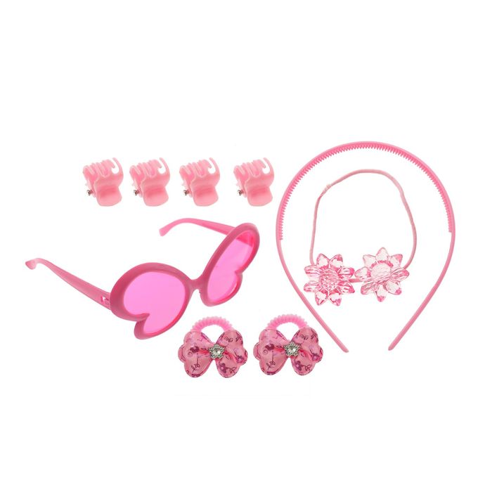 Набор для девочки "Бантики", 9 предметов: очки, ободок, 3 резинки, 4 краба