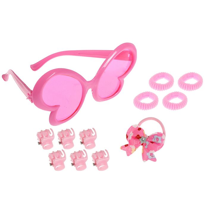 Набор для девочки "Красотка", 12 предметов: очки, 6 крабов, 5 резинок