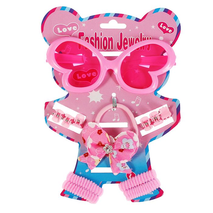 Набор для девочки "Красотка", 12 предметов: очки, 6 крабов, 5 резинок