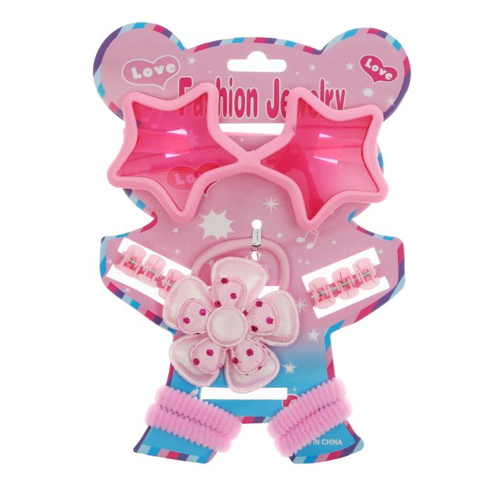 Набор для девочки "Очаровашка", 12 предметов: очки, 6 крабов, 5 резинок