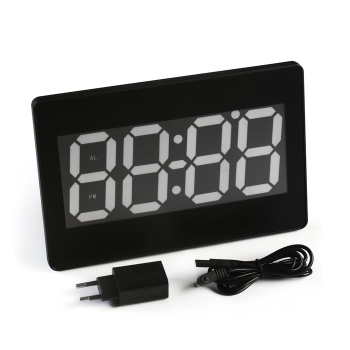 Часы настенные электронные с термометром и будильником, 15.5 х 23.5 см