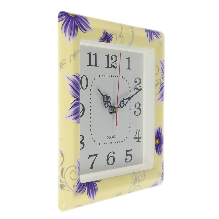 Часы настенные квадратные "Сиреневые цветы", 20 × 20 см