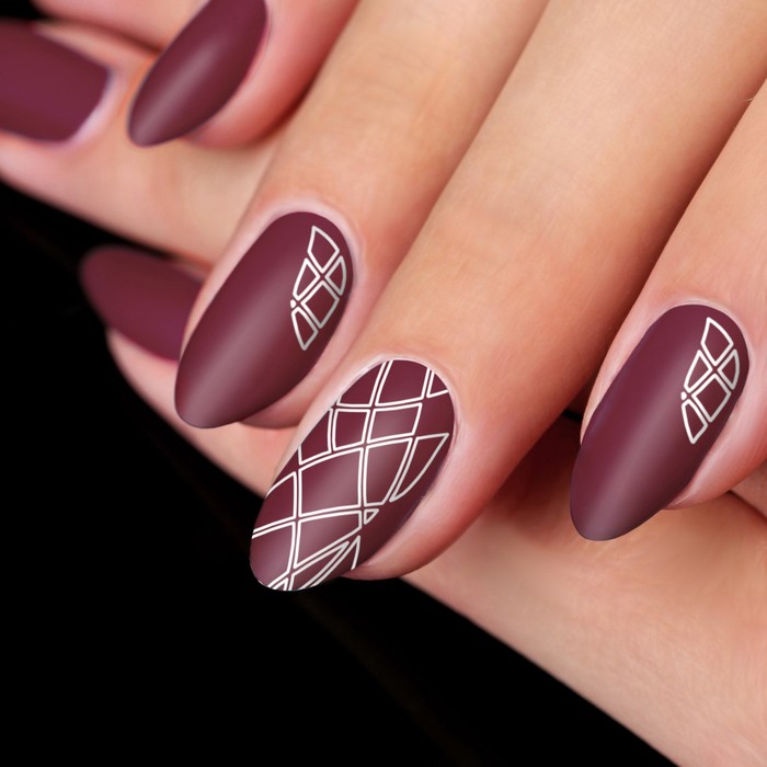 Декоративная наклейка-скотч для ногтей "Узор" цвет серебристый