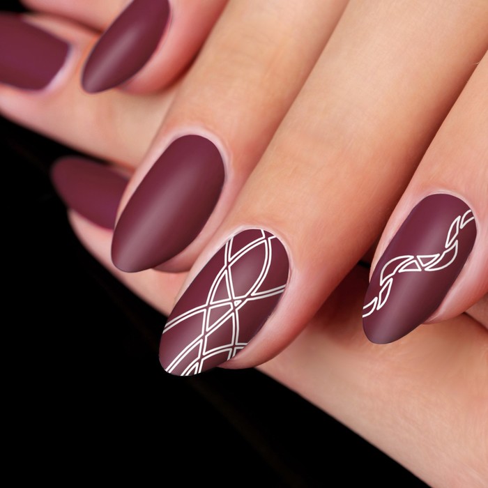 Декоративная наклейка-скотч для ногтей "Узор" цвет серебристый