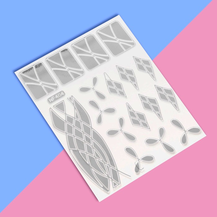 Декоративная наклейка-скотч для ногтей "Узор" цвет серебристый