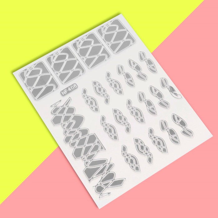 Декоративная наклейка-скотч для ногтей "Узор" цвет серебристый