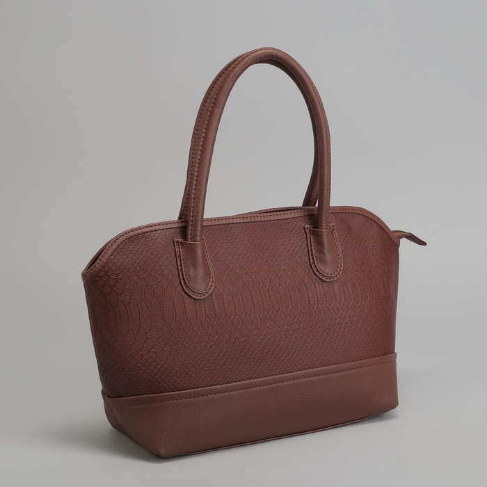 Сумка женская на молнии, 1 отдел с перегородкой, наружный карман, крокодил, цвет коричневый