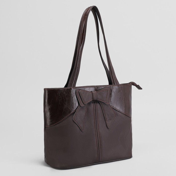 Сумка женская на молнии, 1 отдел, наружный карман, цвет коричневый