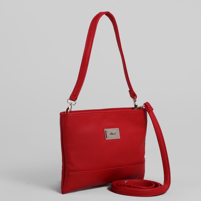 Сумка женская на молнии, 1 отдел, длинный ремень, цвет красный