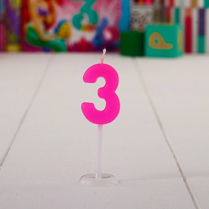 Свеча в торт цифра Дисней 3 "С Днем рождения", Принцессы