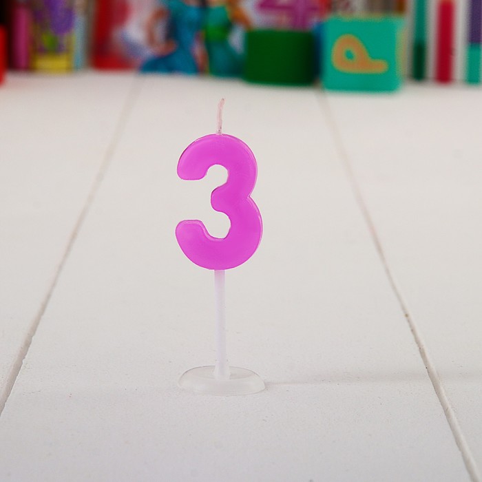 Свеча в торт цифра Дисней 3 "С Днем рождения", Феи