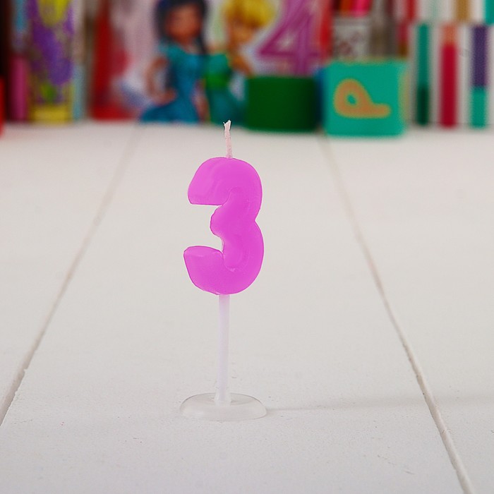 Свеча в торт цифра Дисней 3 "С Днем рождения", Феи