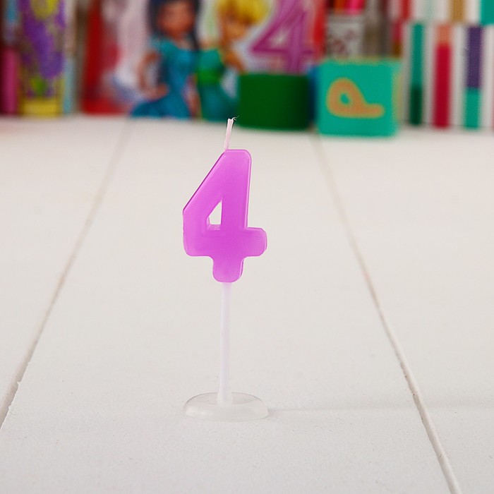 Свеча в торт цифра Дисней 4 "С Днем рождения", Феи